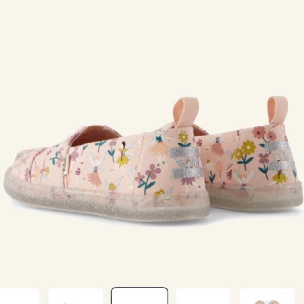 New TOMS Shoes Size 5.5 YOUTH Big Kids Girls Alpargata Glitter Fairy Garden - Picture 5 of 12